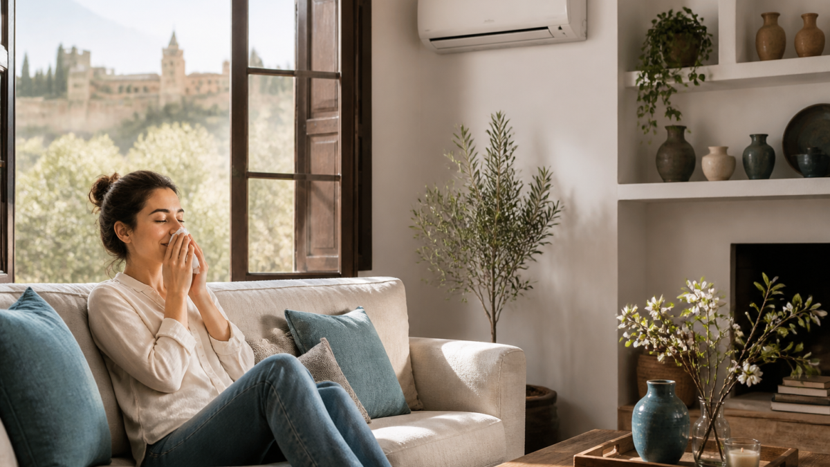 Polen de olivo y aire acondicionado en Granada: filtros y alergias — instalación climatización Granada